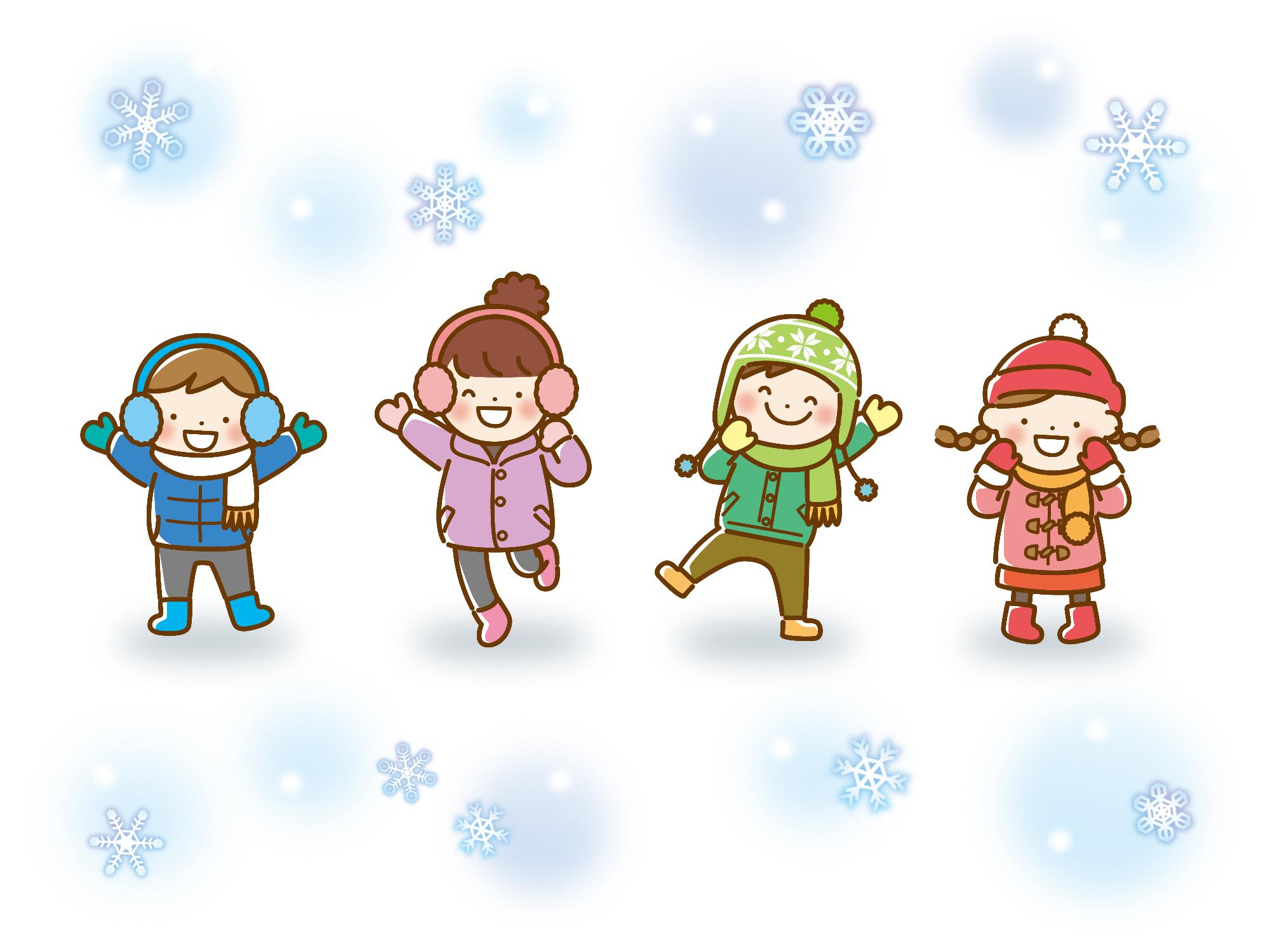 冬服のこどもたちのイラスト