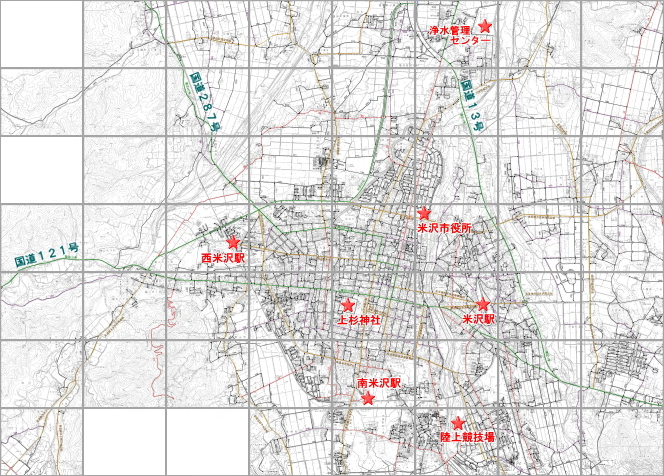 米沢市認定路線網図全体図
