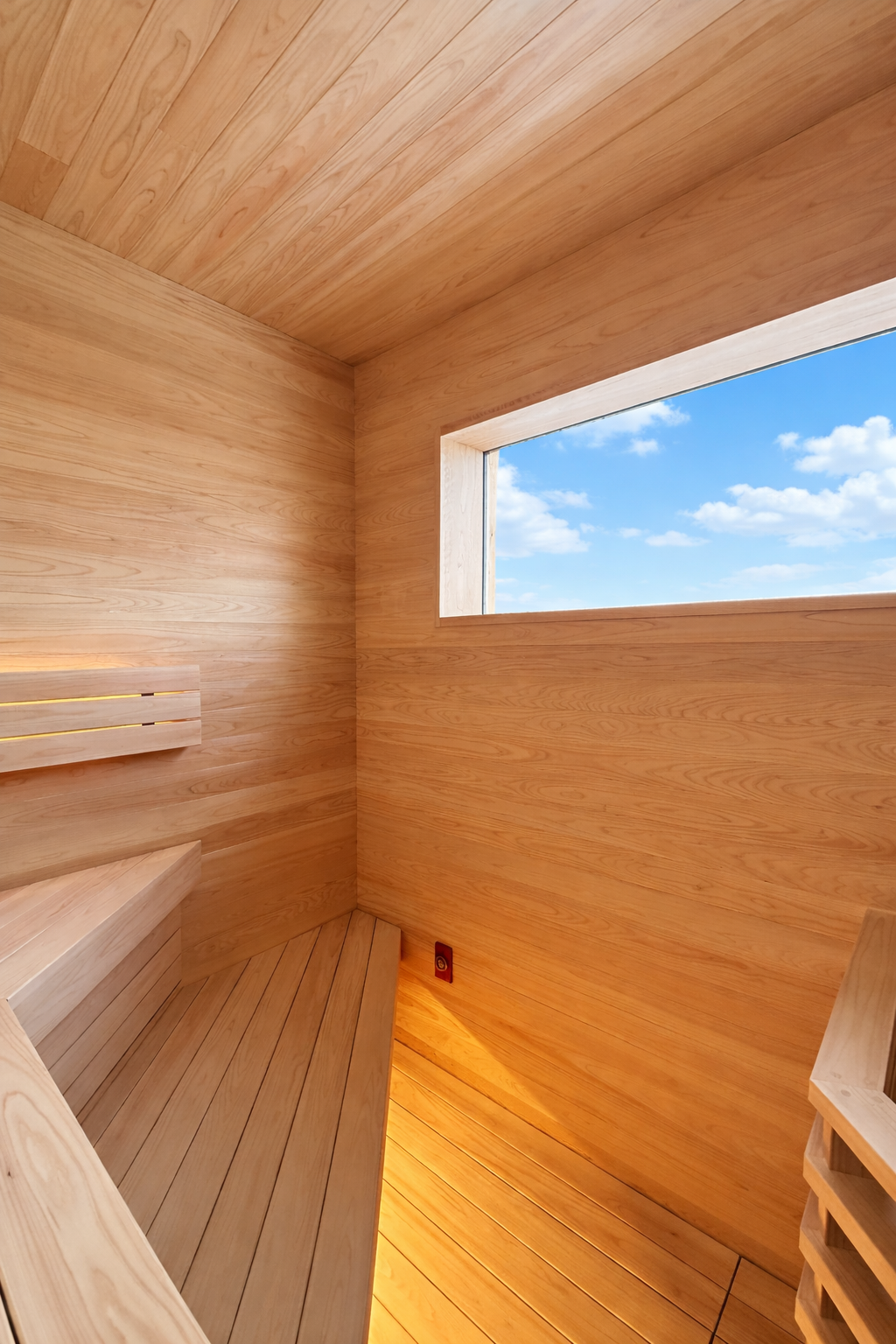 五色温泉オートキャンプの青空が見えるサウナ