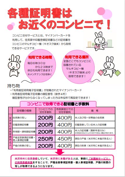 各種証明書はお近くのコンビニで！のチラシ
