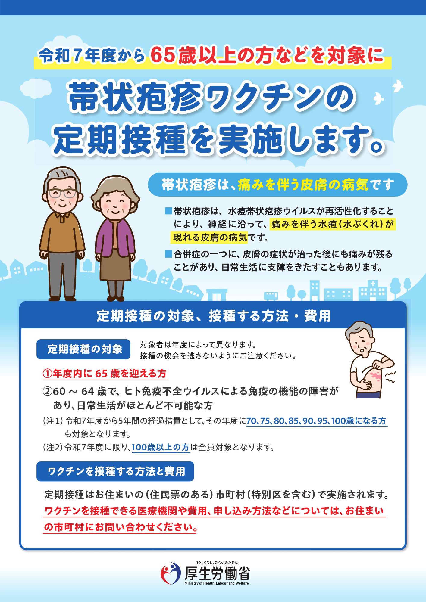【厚生労働省】帯状疱疹定期接種チラシ1