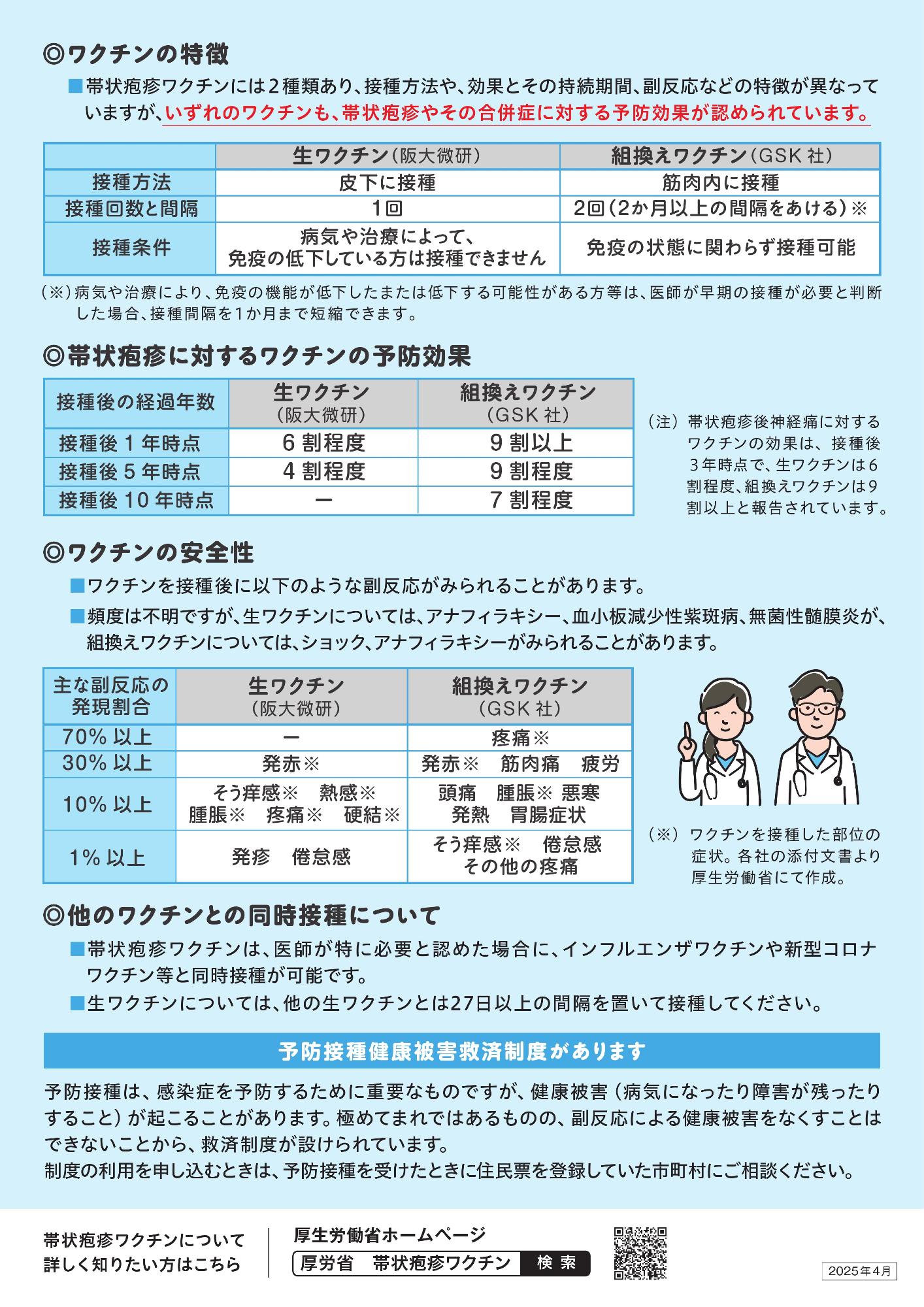 【厚生労働省】帯状疱疹定期接種チラシ2