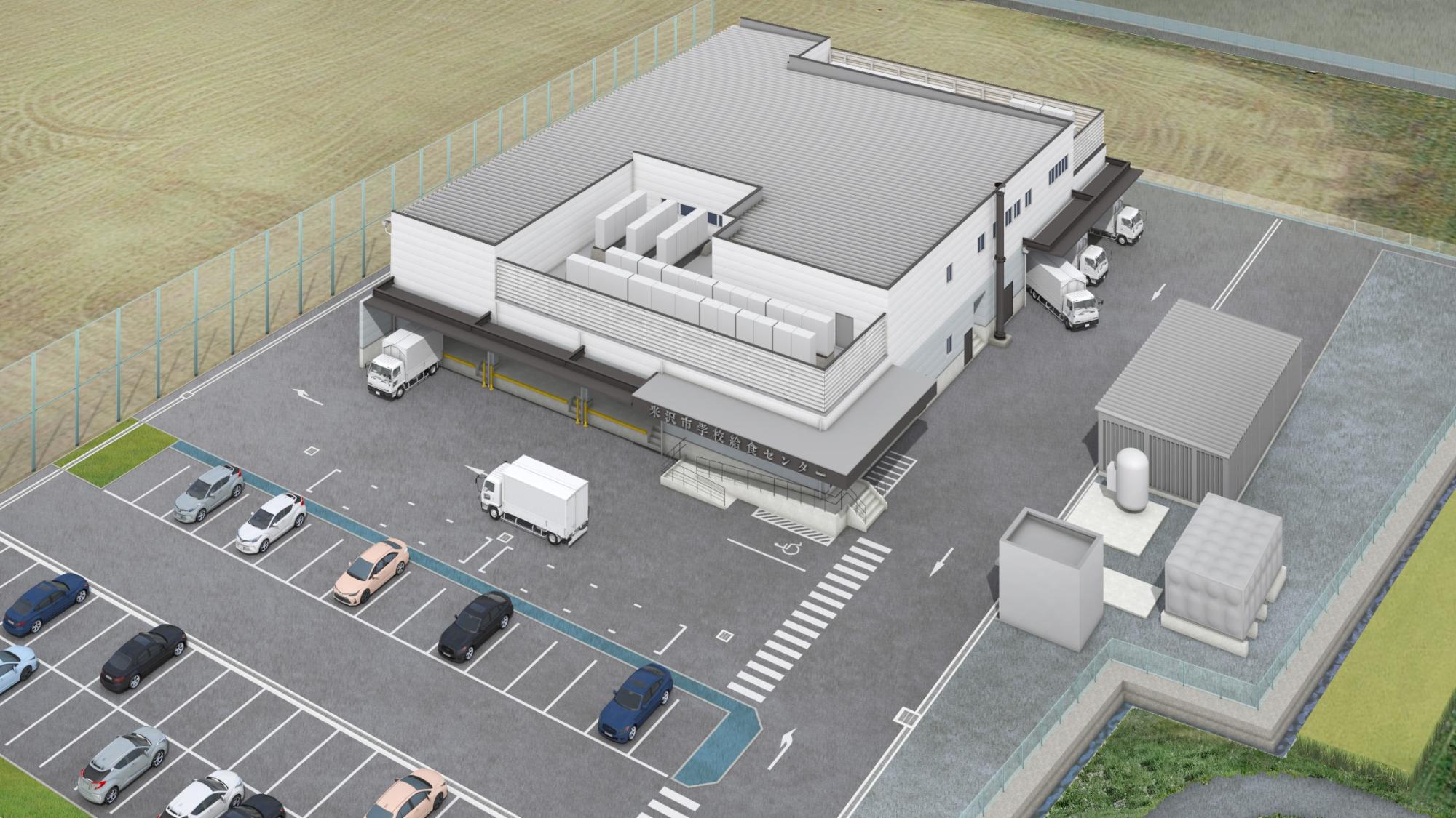 学校給食センター 鳥観図パース