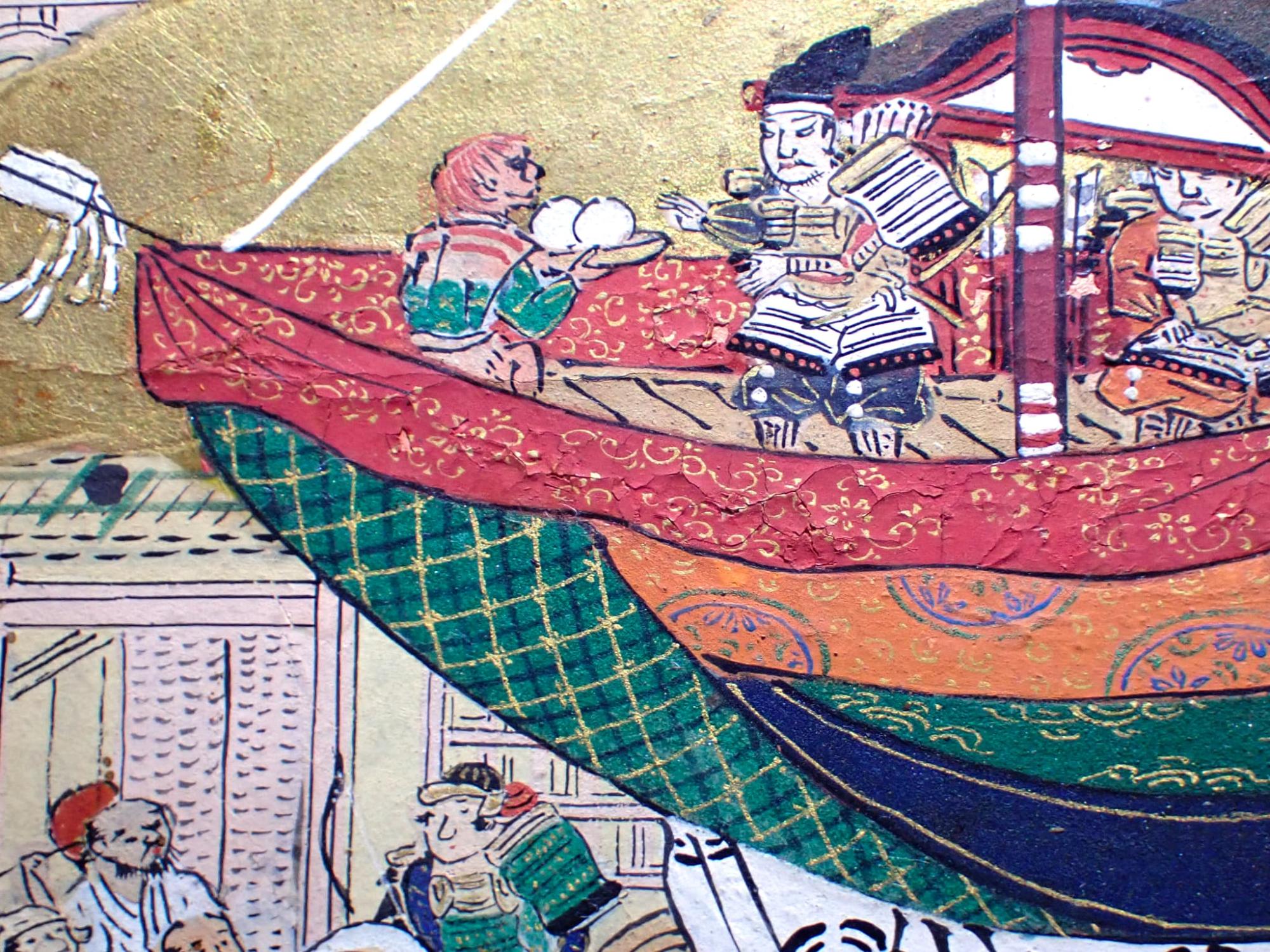 洛中洛外図屏風 絵具層の剥離（修理後）