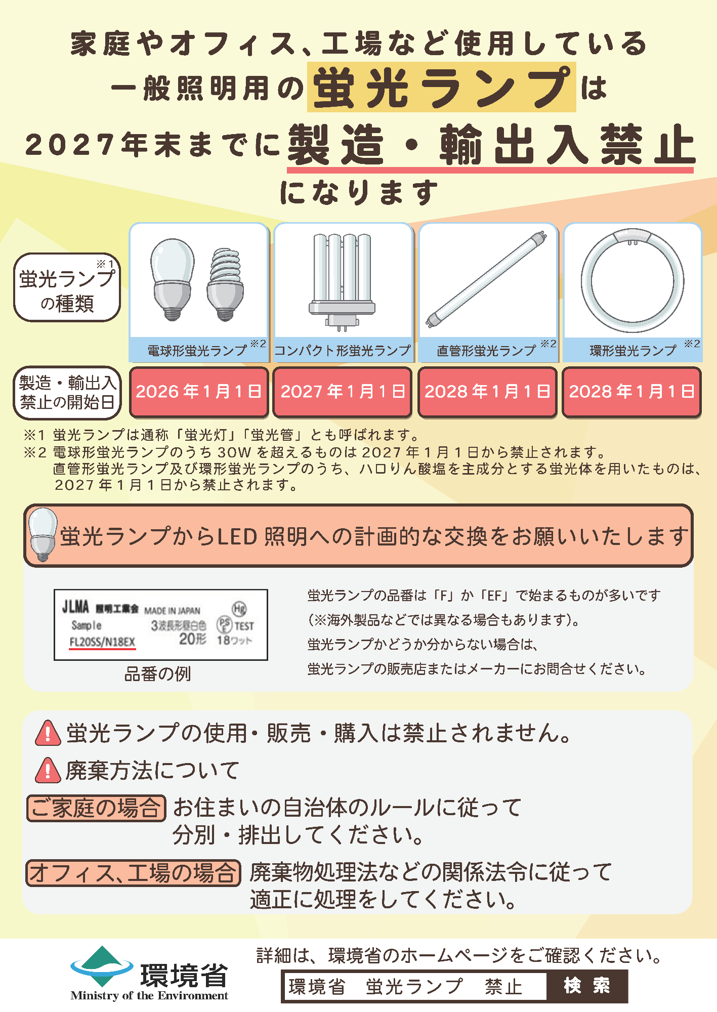 蛍光ランプ禁止に関するチラシ
